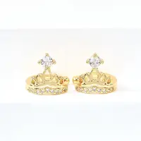 Brass Micro Pave Clear Cubic Zirconia Cuff Earrings