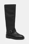 Calvin Klein Kožené kozačky Calvin Klein CONCAVE WELT UKT BIKER PB
