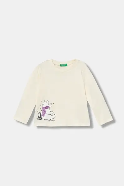 Dětské bavlněné tričko s dlouhým rukávem United Colors of Benetton