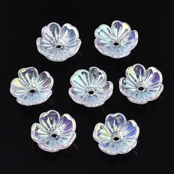 5-Petal Electroplate Acrylic Bead Caps