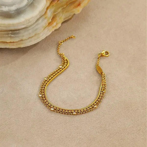 304 Stainless Steel Micro Pave Cubic Zirconia Multi-strand Bracelets