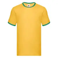 Men's Yellow T-shirt Ringer Fruit of the Loom