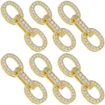 6 Sets Rack Plating Brass Micro Pave Clear Cubic Zirconia Fold Over Clasps
