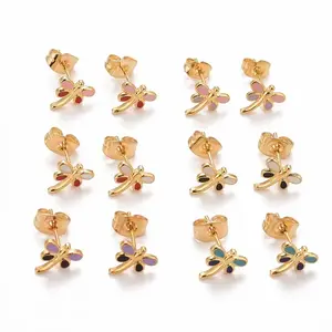 304 Stainless Steel Enamel Stud Earrings