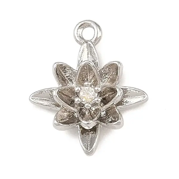 Brass Micro Pave Clear Cubic Zirconia Charms