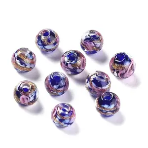 Handmade Gold Sand Lampwork Beads