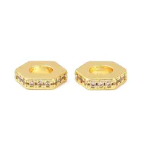 Brass Micro Pave Clear Cubic Zirconia Beads