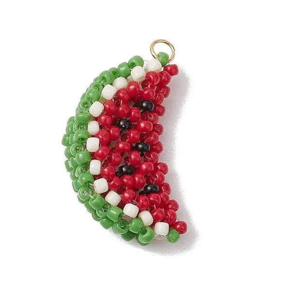 Handmade Glass Seed Beaded Watermelon Pendants