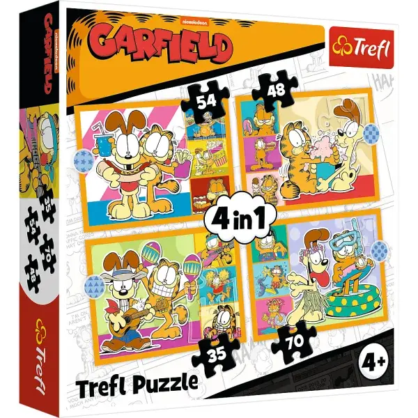 Trefl Puzzle 4v1 Garfield zbožňuje lasagne