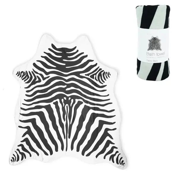 Osuška ZEBRA 146 x 150 cm černobílá, 100% polyester