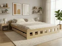 Posteľ Naomi zvýšená 120 x 200 cm, borovica Rošt: S latkovým roštom, Matrac: Matrac DELUXE 10 cm