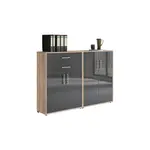 MID.YOU SKŘÍŇ NA ŠANONY, Sonoma dub, vysoce lesklá antracitová, 168,8/113,6/33 cm