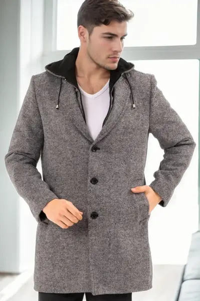 PLT9376 DEWBERRY MEN'S COAT-PRINT GREY