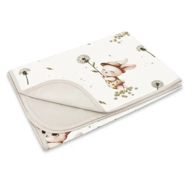 Obojstranná letná deka, bavlna + jersey 100x75cm, Kocúrik a púpava - biela, béžová