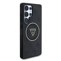 Zadní kryt Guess IML 4G Glitter and Triangle Logo MagSafe pro Samsung Galaxy S25 Ultra, černá