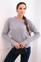 Kesi Włoski Dámský svetr z baby alpaky s dlouhým rukávem světle šedý