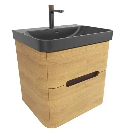 Kúpeľňová skrinka s umývadlom SAT Fusion 57,5x53x45 cm dub medový mat SATFUSION260DMBKMB