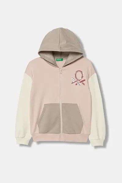 Dětská mikina United Colors of Benetton růžová barva, s aplikací, 39M2C505O