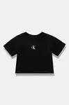 Dětské bavlněné tričko Calvin Klein Jeans černá barva, IG0IG02136