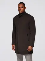 Ombre Structured fitted coat for men with high collar - dark brown