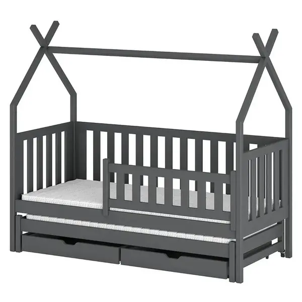 Posteľ Domček Tytus 90x200 grafit