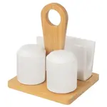 Súprava koreničky, soľničky + stojan na servítky 3+1