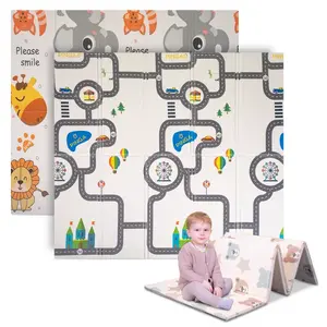 Skládací dětská podložka inSPORTline Michlino 150x180x1,2 cm Safari/Silnice