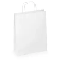 200 x Bílé papírové tašky s papírovým motouzem 450x480x160mm | RAJA