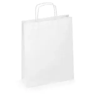 200 x Bílé papírové tašky s papírovým motouzem 450x480x160mm | RAJA