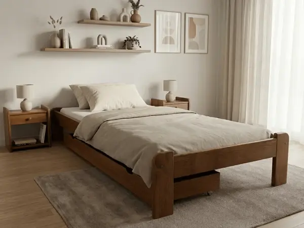 Postel ADA 90 x 200 cm, dub Rošt: S laťkovým roštem, Matrace: Matrace Deluxe 10 cm