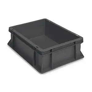 Euro přepravka ekonomická, 400x300x120 mm, 100% recyklovaná, šedá