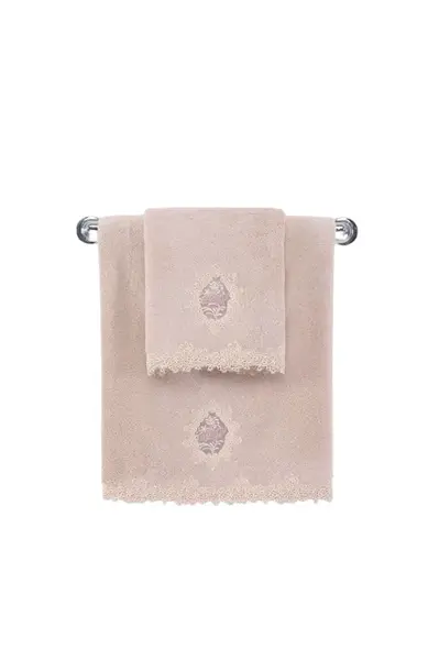 Osuška DESTAN s krajkou 85x150 cm Pudrová