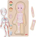 Goki Dřevěné vícevrstvé puzzle/vkládačka Lidské tělo - Chlapec