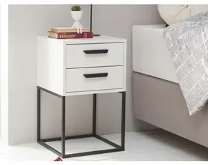 Noční stolek se 2 zásuvkami Suna, bílý