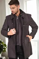 PLT9335 DEWBERRY MEN'S COAT-DIAGONAL BLACK-ANTHRACITE