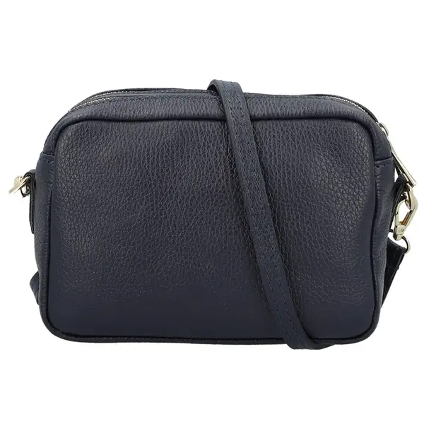 Dámská kožená crossbody kabelka tmavě modrá - Delami Vera Pelle Maevis