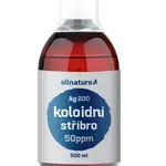 Allnature Koloidní stříbro Ag200 50ppm 500 ml