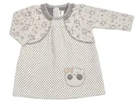 Kojenecké šatičky s bolerkem Lovely Teddy, - ecru/šedé