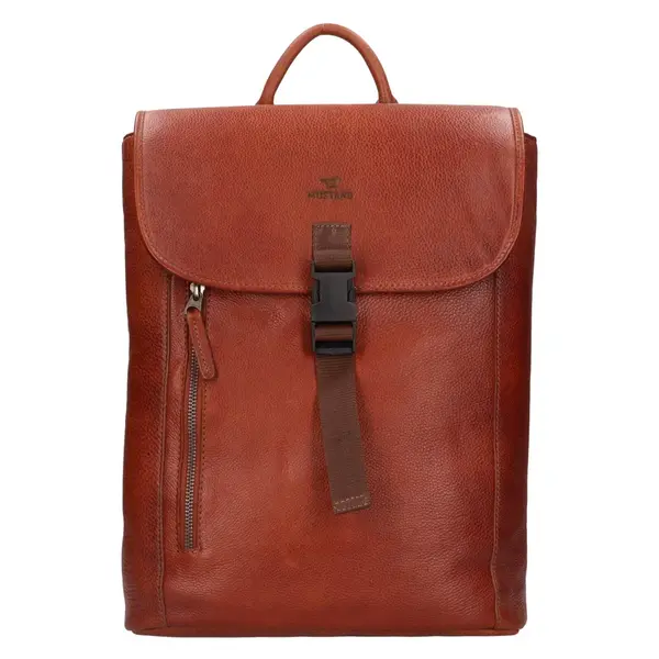 Kožený trendy batoh Mustang Manet - koňak