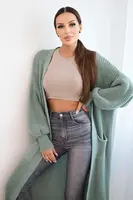 Kesi Włoski Dlhý sveter kardigan svetlo mentolový