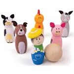 Bigjigs Toys Dřevěné kuželky farma