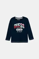 Dětské bavlněné tričko s dlouhým rukávem Guess