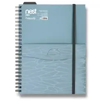 Spirálový blok s kapsou FolderMate Nest A5,80 listů, linkovaný - modrý