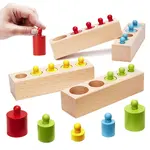 Pomôcka edukačná Montessori farebné drevené valce KNOBBED CYLINDER 36M+