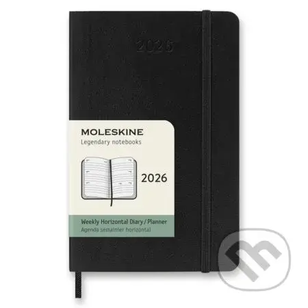 Moleskine – 12-mesačný týždenný horizontálny diár 2026 - čierny