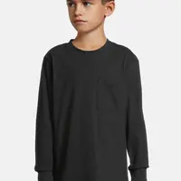 Boys' long-sleeved T-shirt with pocket black