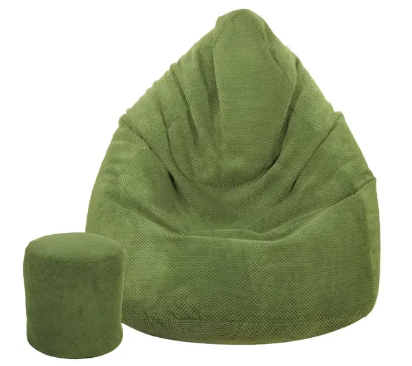Sedací vak vrece 100x75 s podnožníkom plyšová zelená