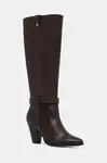 Kožené kozačky Tommy Hilfiger TH T-STRAP LTHR POINTY LONG BOOT