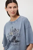 Bavlněné tričko Medicine dámské, modrá barva