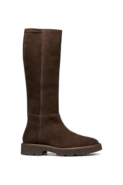 Kozačky Geox D NORIZE dámské, hnědá barva, na plochém podpatku, D564ZB 022JZ C6006